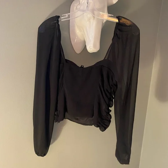 Dynamite Ruched Sheer Blouse, Size Small - Picture 2 of 3